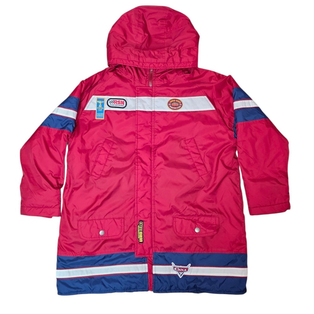Lightning McQueen Disney Cars Jacket Boys 7 8 Red Hooded Coat Puffer